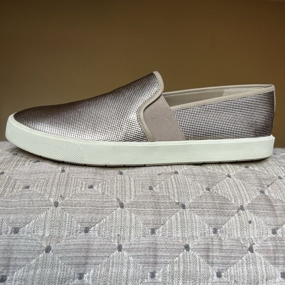 Vince Preston Gold Metallic Leather Slip On Sneaker Flat Comfort Shoe EU 38 US 8 - Picture 2 of 16